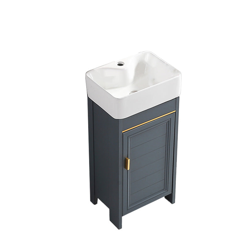 Glam Single Bathroom Vanity Blue Ceramic Top Rectangular Bath Vanity Bathroom Vanity 16"L x 12"W x 32"H Clearhalo 'Bathroom Remodel & Bathroom Fixtures' 'Bathroom Vanities' 'bathroom_vanities' 'Home Improvement' 'home_improvement' 'home_improvement_bathroom_vanities' 7610796