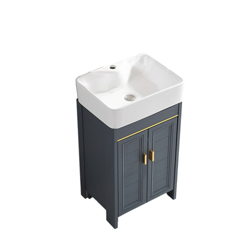 Glam Single Bathroom Vanity Blue Ceramic Top Rectangular Bath Vanity Bathroom Vanity 19"L x 15"W x 32"H Clearhalo 'Bathroom Remodel & Bathroom Fixtures' 'Bathroom Vanities' 'bathroom_vanities' 'Home Improvement' 'home_improvement' 'home_improvement_bathroom_vanities' 7610797