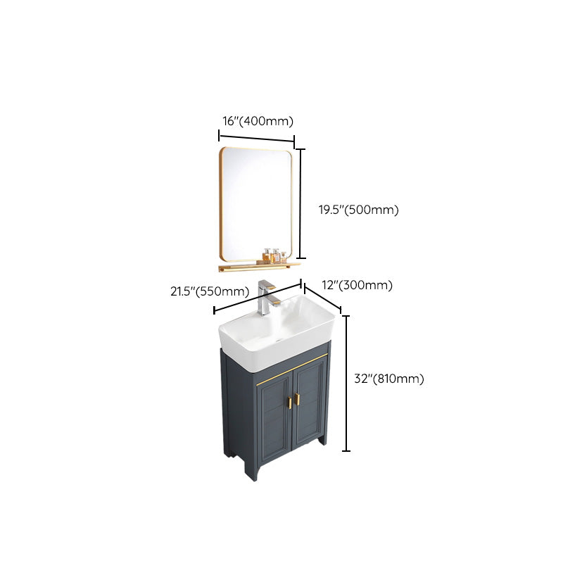 Glam Single Bathroom Vanity Blue Ceramic Top Rectangular Bath Vanity Clearhalo 'Bathroom Remodel & Bathroom Fixtures' 'Bathroom Vanities' 'bathroom_vanities' 'Home Improvement' 'home_improvement' 'home_improvement_bathroom_vanities' 7610804