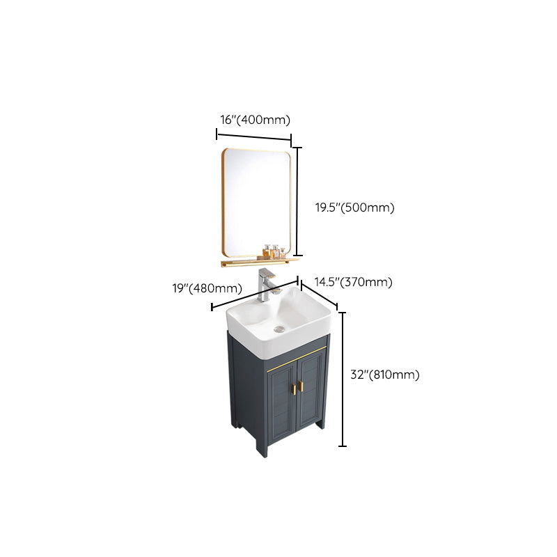 Glam Single Bathroom Vanity Blue Ceramic Top Rectangular Bath Vanity Clearhalo 'Bathroom Remodel & Bathroom Fixtures' 'Bathroom Vanities' 'bathroom_vanities' 'Home Improvement' 'home_improvement' 'home_improvement_bathroom_vanities' 7610805