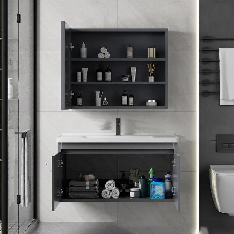 Metal Base Modern Bathroom Vanity Wall Mount Single-Sink Rectangular Vanity Set Clearhalo 'Bathroom Remodel & Bathroom Fixtures' 'Bathroom Vanities' 'bathroom_vanities' 'Home Improvement' 'home_improvement' 'home_improvement_bathroom_vanities' 7610855