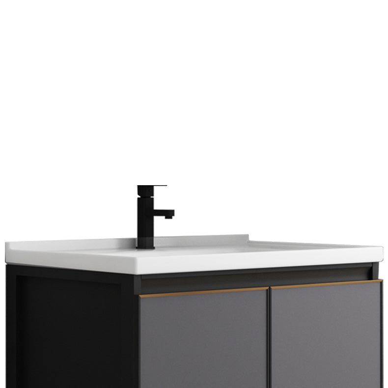 Metal Base Modern Bathroom Vanity Wall Mount Single-Sink Rectangular Vanity Set Clearhalo 'Bathroom Remodel & Bathroom Fixtures' 'Bathroom Vanities' 'bathroom_vanities' 'Home Improvement' 'home_improvement' 'home_improvement_bathroom_vanities' 7610863