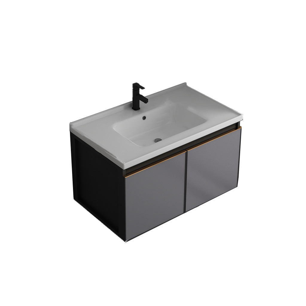 Metal Base Modern Bathroom Vanity Wall Mount Single-Sink Rectangular Vanity Set Vanity & Faucet 32"L x 19"W x 17"H Clearhalo 'Bathroom Remodel & Bathroom Fixtures' 'Bathroom Vanities' 'bathroom_vanities' 'Home Improvement' 'home_improvement' 'home_improvement_bathroom_vanities' 7610870