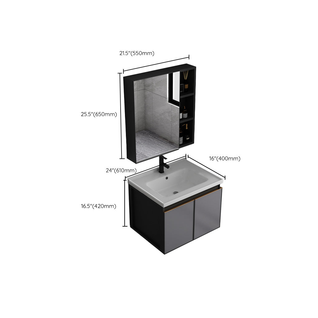 Metal Base Modern Bathroom Vanity Wall Mount Single-Sink Rectangular Vanity Set Clearhalo 'Bathroom Remodel & Bathroom Fixtures' 'Bathroom Vanities' 'bathroom_vanities' 'Home Improvement' 'home_improvement' 'home_improvement_bathroom_vanities' 7610886