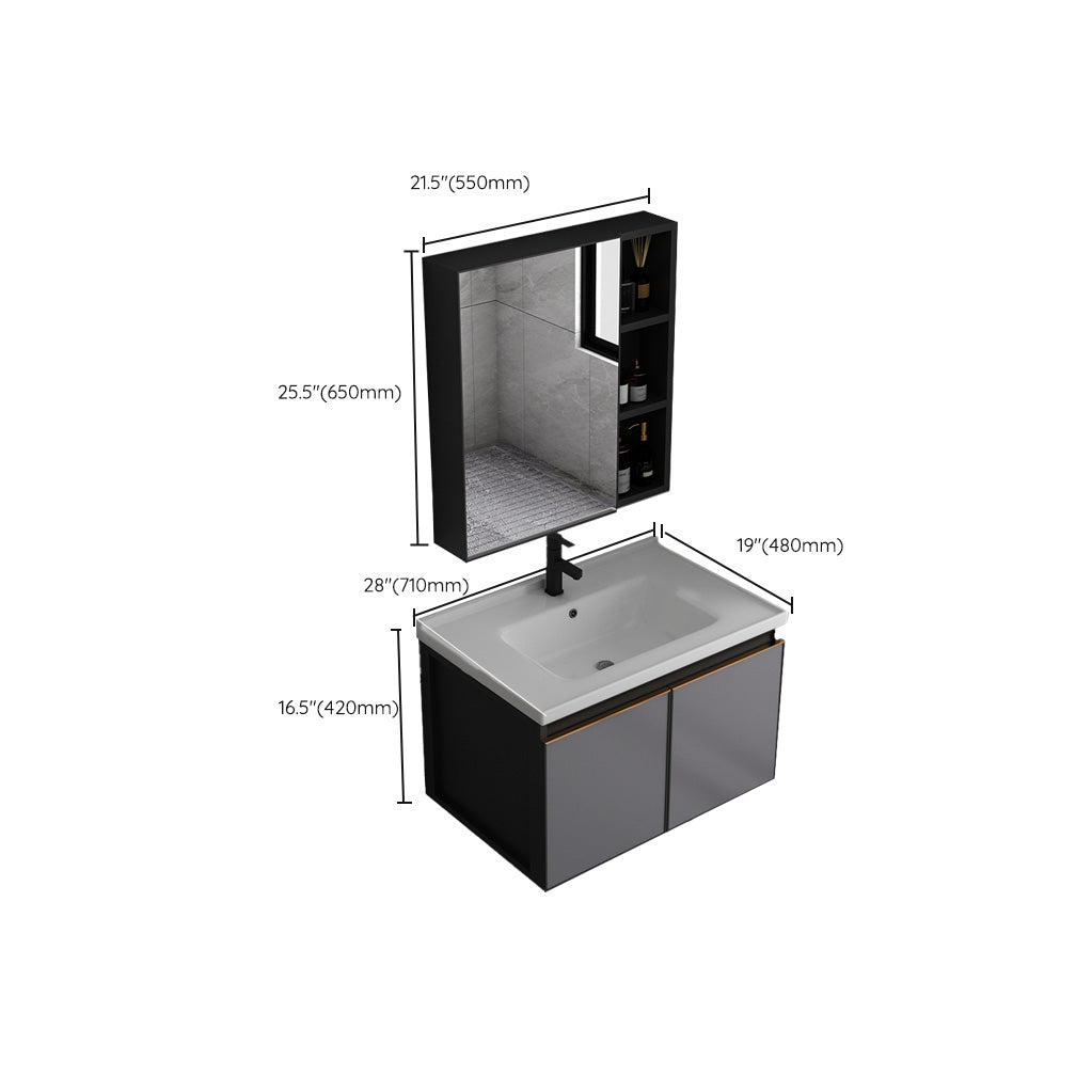 Metal Base Modern Bathroom Vanity Wall Mount Single-Sink Rectangular Vanity Set Clearhalo 'Bathroom Remodel & Bathroom Fixtures' 'Bathroom Vanities' 'bathroom_vanities' 'Home Improvement' 'home_improvement' 'home_improvement_bathroom_vanities' 7610887