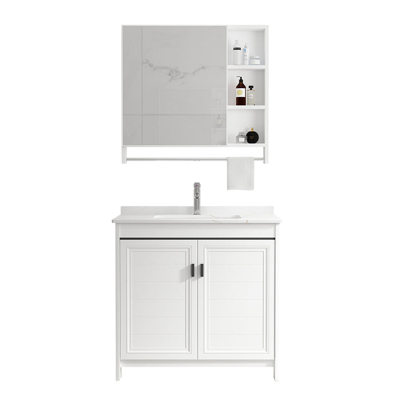 Rectangular Modern Bathroom Vanity White Stone Single Freestanding Vanity Set Clearhalo 'Bathroom Remodel & Bathroom Fixtures' 'Bathroom Vanities' 'bathroom_vanities' 'Home Improvement' 'home_improvement' 'home_improvement_bathroom_vanities' 7610950