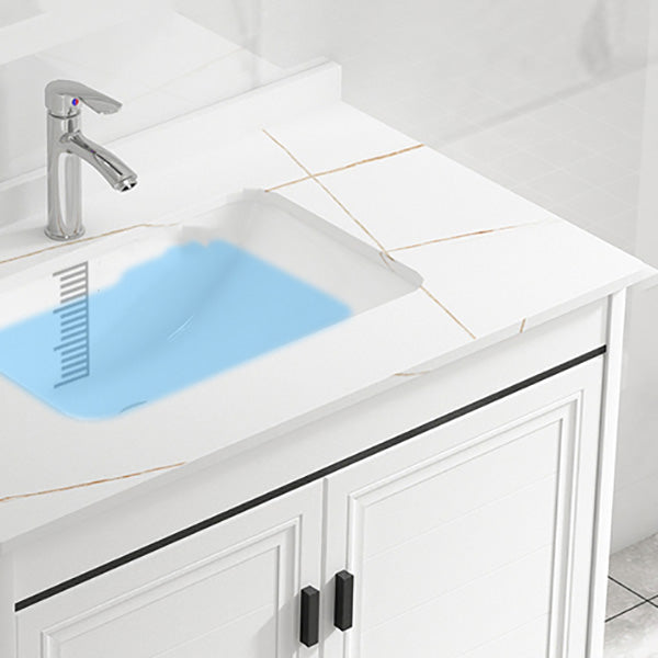 Rectangular Modern Bathroom Vanity White Stone Single Freestanding Vanity Set Clearhalo 'Bathroom Remodel & Bathroom Fixtures' 'Bathroom Vanities' 'bathroom_vanities' 'Home Improvement' 'home_improvement' 'home_improvement_bathroom_vanities' 7610952