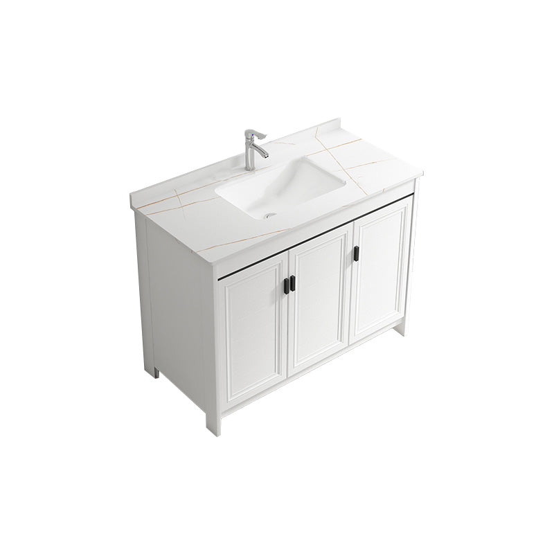 Rectangular Modern Bathroom Vanity White Stone Single Freestanding Vanity Set Vanity & Faucet 36"L x 19"W x 32"H Towel Bar Not Included Clearhalo 'Bathroom Remodel & Bathroom Fixtures' 'Bathroom Vanities' 'bathroom_vanities' 'Home Improvement' 'home_improvement' 'home_improvement_bathroom_vanities' 7610971