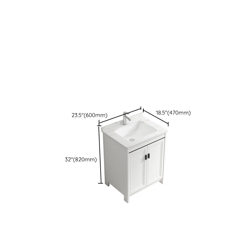 Rectangular Modern Bathroom Vanity White Stone Single Freestanding Vanity Set Clearhalo 'Bathroom Remodel & Bathroom Fixtures' 'Bathroom Vanities' 'bathroom_vanities' 'Home Improvement' 'home_improvement' 'home_improvement_bathroom_vanities' 7610978