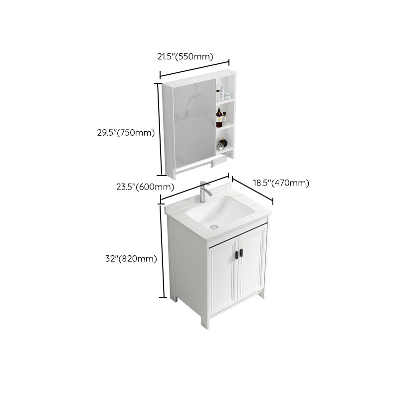 Rectangular Modern Bathroom Vanity White Stone Single Freestanding Vanity Set Clearhalo 'Bathroom Remodel & Bathroom Fixtures' 'Bathroom Vanities' 'bathroom_vanities' 'Home Improvement' 'home_improvement' 'home_improvement_bathroom_vanities' 7610991