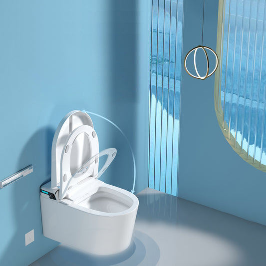 Elongated Smart Wall Mounted Bidet 14.17" H Toilet Seat Bidet with Warm Air Dryer Clearhalo 'Bathroom Remodel & Bathroom Fixtures' 'Bidets' 'Home Improvement' 'home_improvement' 'home_improvement_bidets' 'Toilets & Bidets' 7612355