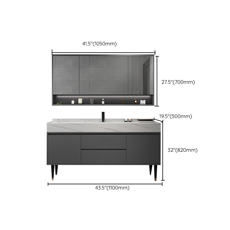 Modern Freestanding Sink Vanity Wood Bathroom Vanity Set with Mirror Clearhalo 'Bathroom Remodel & Bathroom Fixtures' 'Bathroom Vanities' 'bathroom_vanities' 'Home Improvement' 'home_improvement' 'home_improvement_bathroom_vanities' 7623543