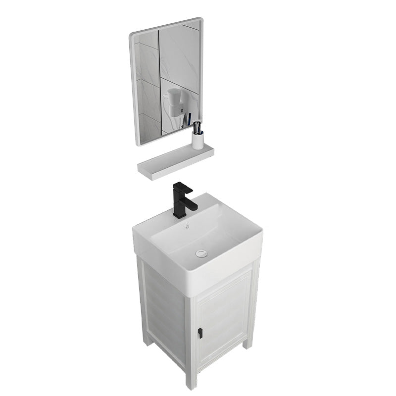 Modern Freestanding Sink Vanity Metal Faucet Included Bathroom Sink Vanity Vanity & Faucet & Square Mirror 18"L x 17"W x 33"H Clearhalo 'Bathroom Remodel & Bathroom Fixtures' 'Bathroom Vanities' 'bathroom_vanities' 'Home Improvement' 'home_improvement' 'home_improvement_bathroom_vanities' 7623586