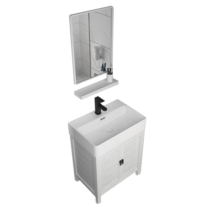 Modern Freestanding Sink Vanity Metal Faucet Included Bathroom Sink Vanity Vanity & Faucet & Square Mirror 24"L x 17"W x 32"H Clearhalo 'Bathroom Remodel & Bathroom Fixtures' 'Bathroom Vanities' 'bathroom_vanities' 'Home Improvement' 'home_improvement' 'home_improvement_bathroom_vanities' 7623593