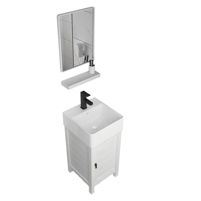 Modern Freestanding Sink Vanity Metal Faucet Included Bathroom Sink Vanity Vanity & Faucet & Square Mirror 16"L x 17"W x 33"H Clearhalo 'Bathroom Remodel & Bathroom Fixtures' 'Bathroom Vanities' 'bathroom_vanities' 'Home Improvement' 'home_improvement' 'home_improvement_bathroom_vanities' 7623595