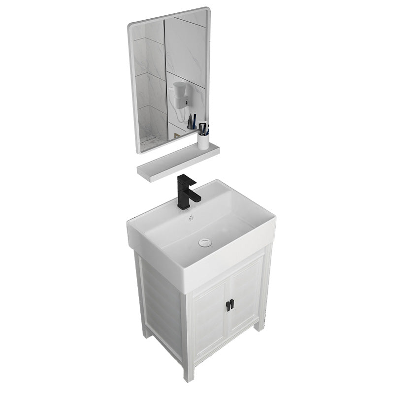 Modern Freestanding Sink Vanity Metal Faucet Included Bathroom Sink Vanity Vanity & Faucet & Square Mirror 23"L x 17"W x 33"H Clearhalo 'Bathroom Remodel & Bathroom Fixtures' 'Bathroom Vanities' 'bathroom_vanities' 'Home Improvement' 'home_improvement' 'home_improvement_bathroom_vanities' 7623604