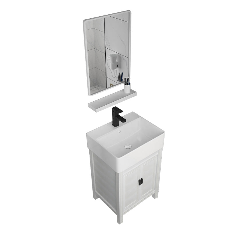 Modern Freestanding Sink Vanity Metal Faucet Included Bathroom Sink Vanity Vanity & Faucet & Square Mirror 20"L x 17"W x 33"H Clearhalo 'Bathroom Remodel & Bathroom Fixtures' 'Bathroom Vanities' 'bathroom_vanities' 'Home Improvement' 'home_improvement' 'home_improvement_bathroom_vanities' 7623607