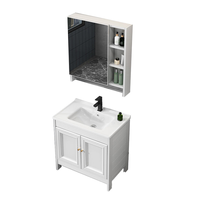 Modern Freestanding Sink Vanity Metal Faucet Included Bathroom Vanity Set Vanity & Faucet & Mirror Cabinet 24"L x 15.7"W x 31.9"H Clearhalo 'Bathroom Remodel & Bathroom Fixtures' 'Bathroom Vanities' 'bathroom_vanities' 'Home Improvement' 'home_improvement' 'home_improvement_bathroom_vanities' 7623658