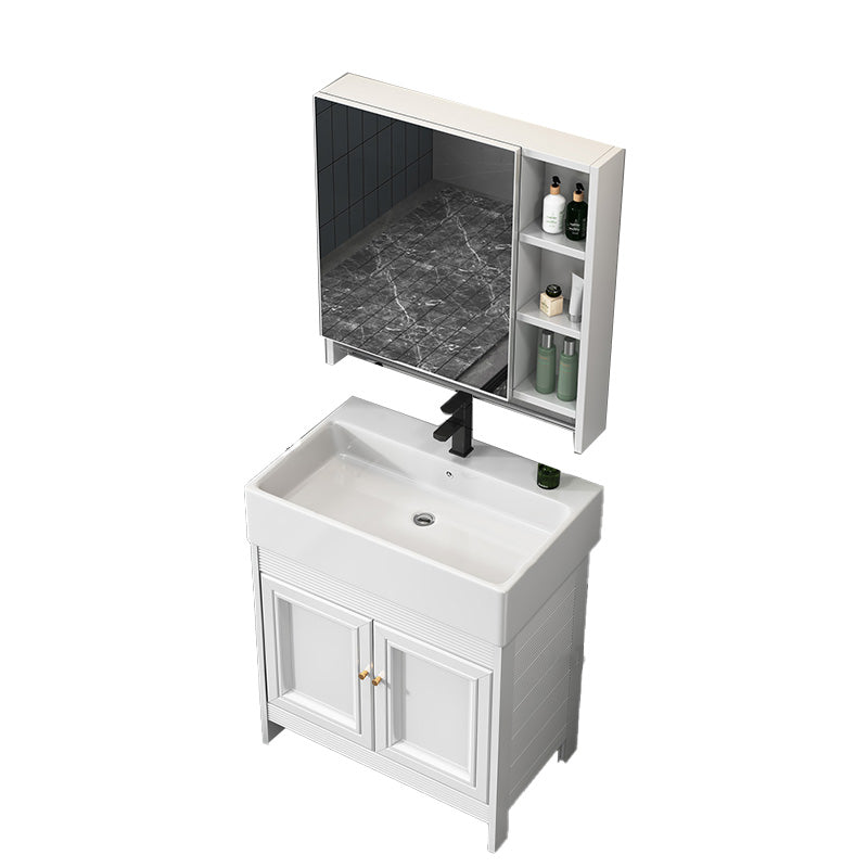 Modern Freestanding Sink Vanity Metal Faucet Included Bathroom Vanity Set Vanity & Faucet & Mirror Cabinet 29"L x 19"W x 34"H Clearhalo 'Bathroom Remodel & Bathroom Fixtures' 'Bathroom Vanities' 'bathroom_vanities' 'Home Improvement' 'home_improvement' 'home_improvement_bathroom_vanities' 7623662