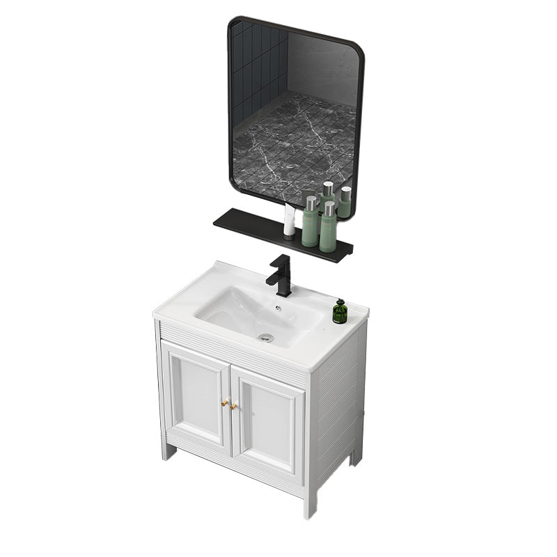 Modern Freestanding Sink Vanity Metal Faucet Included Bathroom Vanity Set Vanity & Faucet & Mirrors 24"L x 15.7"W x 31.9"H Clearhalo 'Bathroom Remodel & Bathroom Fixtures' 'Bathroom Vanities' 'bathroom_vanities' 'Home Improvement' 'home_improvement' 'home_improvement_bathroom_vanities' 7623669