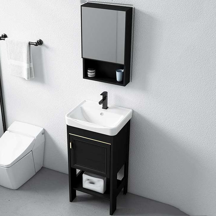 Glam Single Bath Vanity Black Rectangular Freestanding Sink Vanity Clearhalo 'Bathroom Remodel & Bathroom Fixtures' 'Bathroom Vanities' 'bathroom_vanities' 'Home Improvement' 'home_improvement' 'home_improvement_bathroom_vanities' 7623708