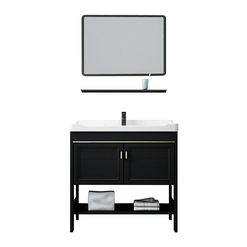 Glam Single Bath Vanity Black Rectangular Freestanding Sink Vanity Clearhalo 'Bathroom Remodel & Bathroom Fixtures' 'Bathroom Vanities' 'bathroom_vanities' 'Home Improvement' 'home_improvement' 'home_improvement_bathroom_vanities' 7623712