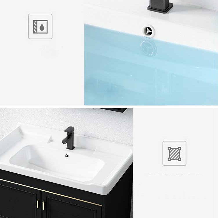 Glam Single Bath Vanity Black Rectangular Freestanding Sink Vanity Clearhalo 'Bathroom Remodel & Bathroom Fixtures' 'Bathroom Vanities' 'bathroom_vanities' 'Home Improvement' 'home_improvement' 'home_improvement_bathroom_vanities' 7623718