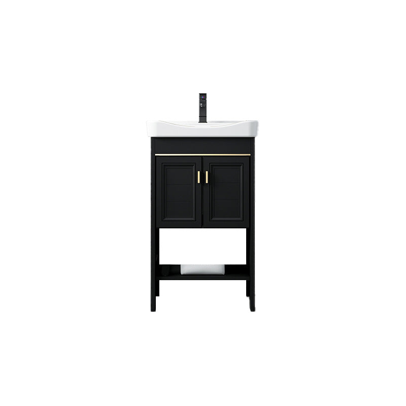 Glam Single Bath Vanity Black Rectangular Freestanding Sink Vanity Vanity & Faucet 20"L x 14"W x 30"H Clearhalo 'Bathroom Remodel & Bathroom Fixtures' 'Bathroom Vanities' 'bathroom_vanities' 'Home Improvement' 'home_improvement' 'home_improvement_bathroom_vanities' 7623722