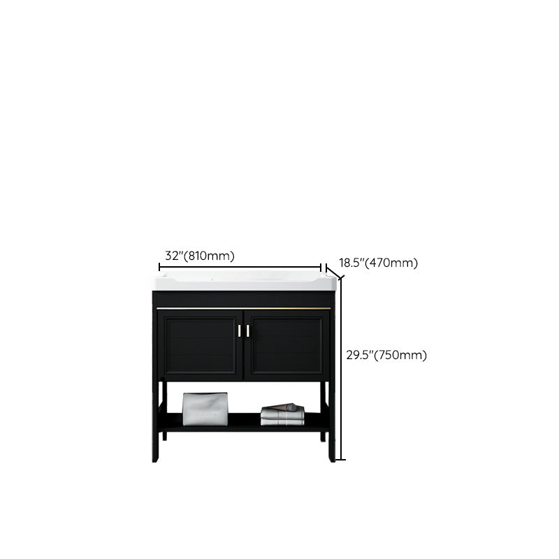 Glam Single Bath Vanity Black Rectangular Freestanding Sink Vanity Clearhalo 'Bathroom Remodel & Bathroom Fixtures' 'Bathroom Vanities' 'bathroom_vanities' 'Home Improvement' 'home_improvement' 'home_improvement_bathroom_vanities' 7623739