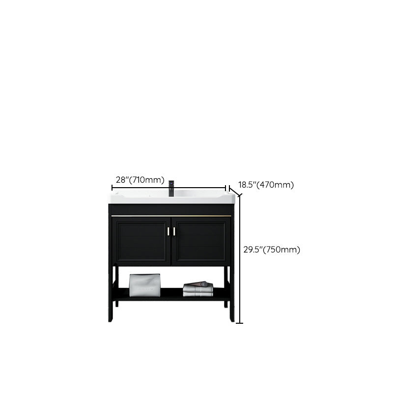 Glam Single Bath Vanity Black Rectangular Freestanding Sink Vanity Clearhalo 'Bathroom Remodel & Bathroom Fixtures' 'Bathroom Vanities' 'bathroom_vanities' 'Home Improvement' 'home_improvement' 'home_improvement_bathroom_vanities' 7623743