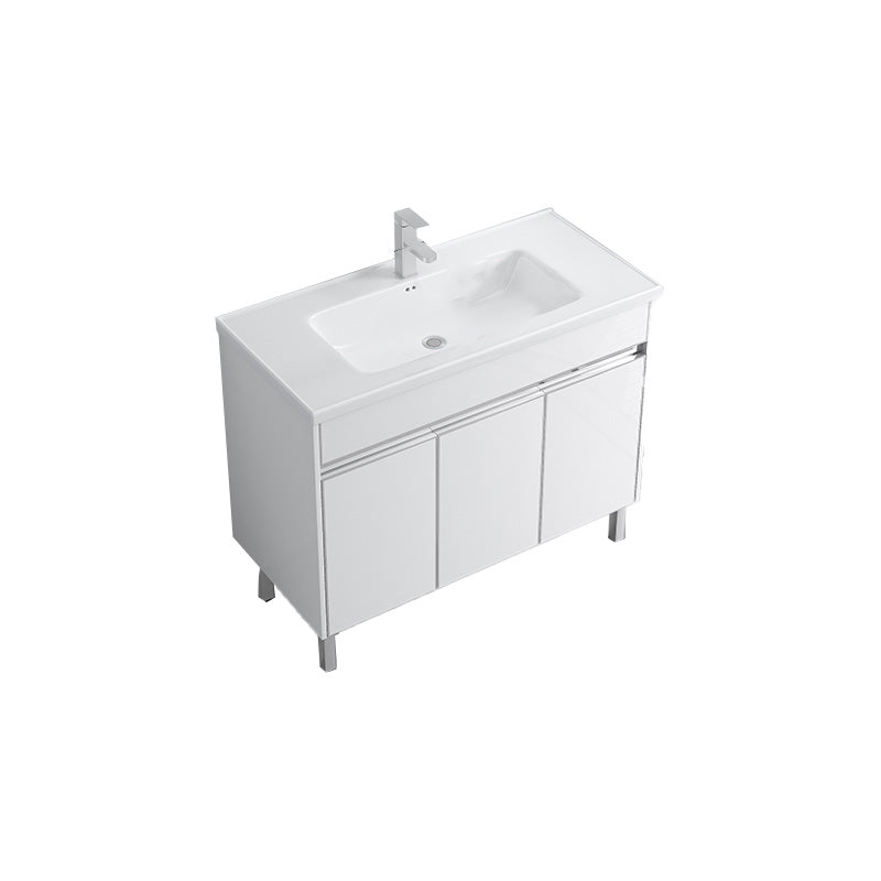 Modern Bath Vanity Single White Metal Base Rectangular Sink Vanity Vanity & Faucet 40"L x 19"W x 33"H Clearhalo 'Bathroom Remodel & Bathroom Fixtures' 'Bathroom Vanities' 'bathroom_vanities' 'Home Improvement' 'home_improvement' 'home_improvement_bathroom_vanities' 7623776