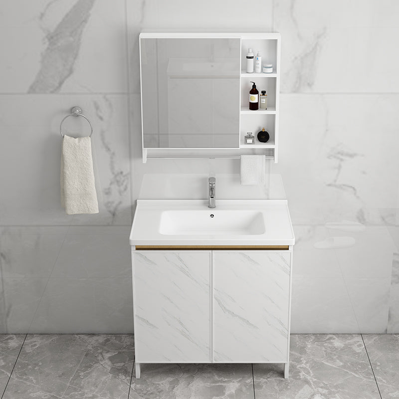 Modern Bath Vanity White Single Rectangular Freestanding Sink Vanity Clearhalo 'Bathroom Remodel & Bathroom Fixtures' 'Bathroom Vanities' 'bathroom_vanities' 'Home Improvement' 'home_improvement' 'home_improvement_bathroom_vanities' 7623804