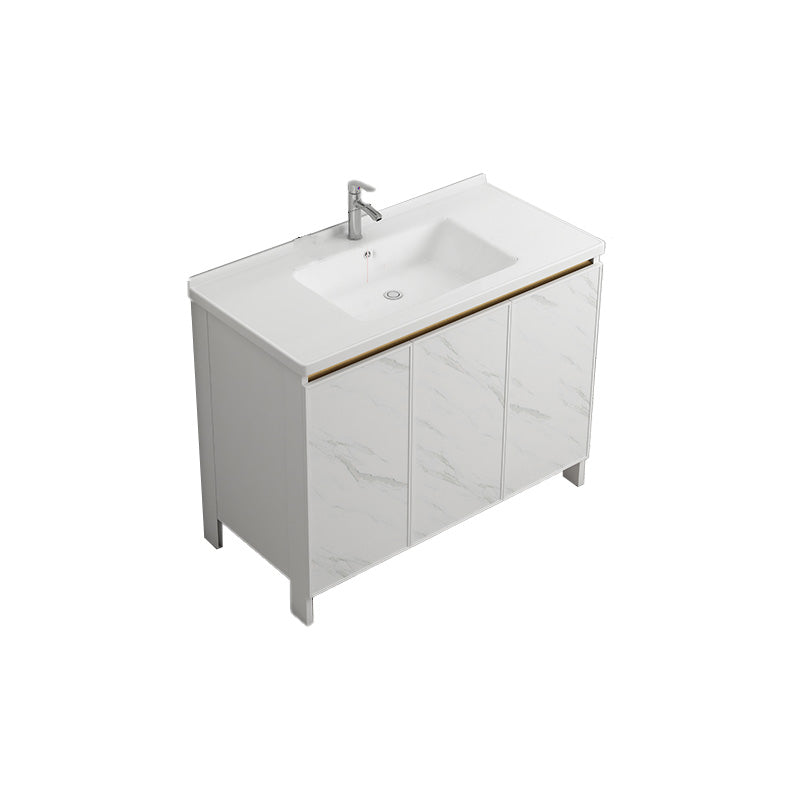 Modern Bath Vanity White Single Rectangular Freestanding Sink Vanity Vanity & Faucet 40"L x 19"W x 32"H Towel Bar Not Included Clearhalo 'Bathroom Remodel & Bathroom Fixtures' 'Bathroom Vanities' 'bathroom_vanities' 'Home Improvement' 'home_improvement' 'home_improvement_bathroom_vanities' 7623806