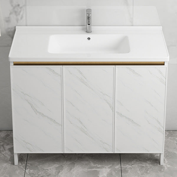 Modern Bath Vanity White Single Rectangular Freestanding Sink Vanity Clearhalo 'Bathroom Remodel & Bathroom Fixtures' 'Bathroom Vanities' 'bathroom_vanities' 'Home Improvement' 'home_improvement' 'home_improvement_bathroom_vanities' 7623810