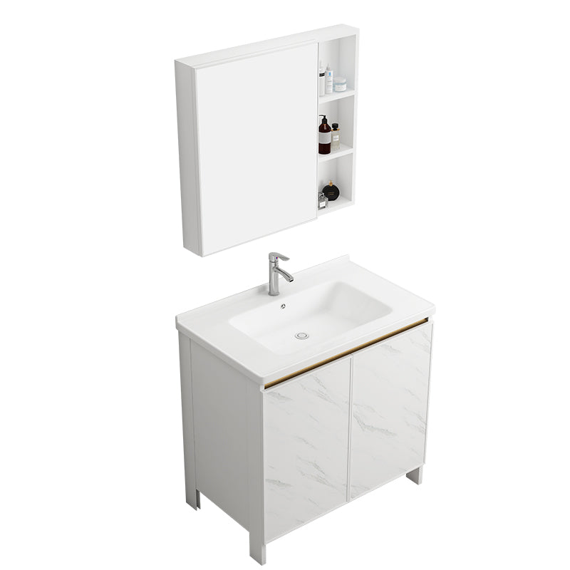 Modern Bath Vanity White Single Rectangular Freestanding Sink Vanity Clearhalo 'Bathroom Remodel & Bathroom Fixtures' 'Bathroom Vanities' 'bathroom_vanities' 'Home Improvement' 'home_improvement' 'home_improvement_bathroom_vanities' 7623813