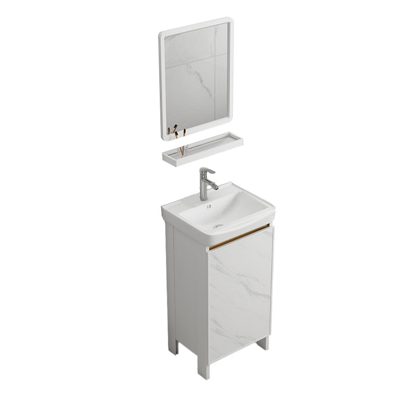 Modern Bath Vanity White Single Rectangular Freestanding Sink Vanity Vanity & Faucet & Mirrors 17"L x 14"W x 32"H Towel Bar Not Included Clearhalo 'Bathroom Remodel & Bathroom Fixtures' 'Bathroom Vanities' 'bathroom_vanities' 'Home Improvement' 'home_improvement' 'home_improvement_bathroom_vanities' 7623825