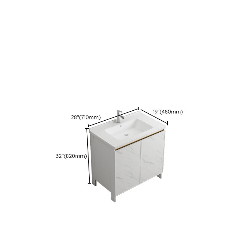 Modern Bath Vanity White Single Rectangular Freestanding Sink Vanity Clearhalo 'Bathroom Remodel & Bathroom Fixtures' 'Bathroom Vanities' 'bathroom_vanities' 'Home Improvement' 'home_improvement' 'home_improvement_bathroom_vanities' 7623839