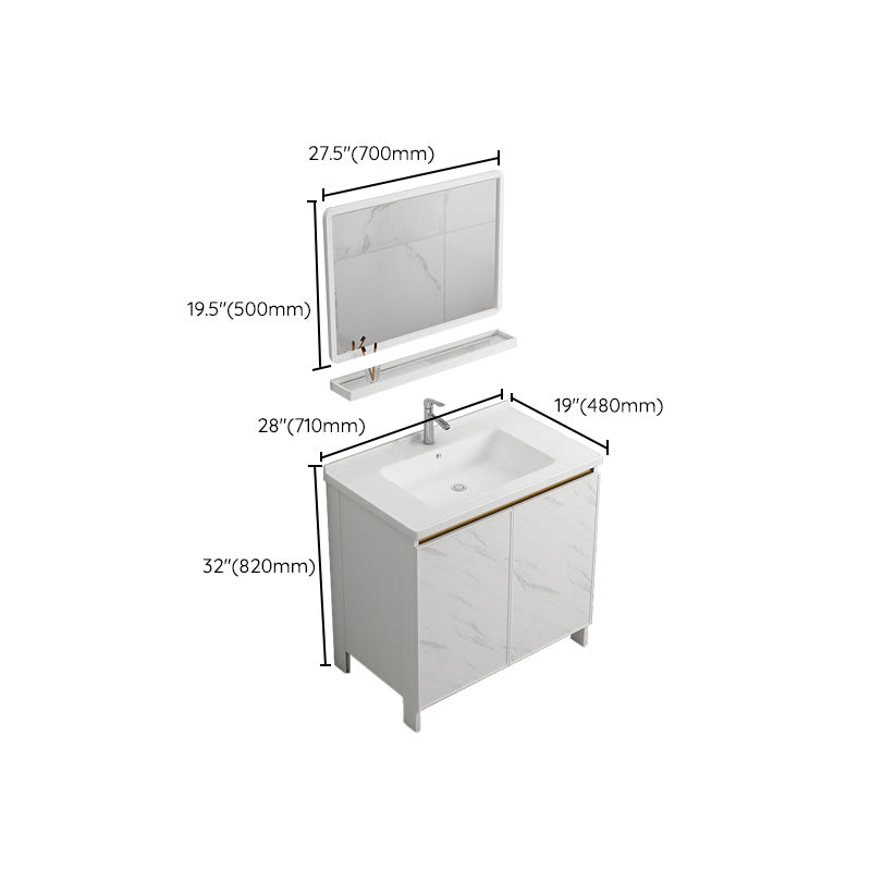 Modern Bath Vanity White Single Rectangular Freestanding Sink Vanity Clearhalo 'Bathroom Remodel & Bathroom Fixtures' 'Bathroom Vanities' 'bathroom_vanities' 'Home Improvement' 'home_improvement' 'home_improvement_bathroom_vanities' 7623846