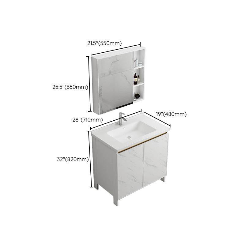 Modern Bath Vanity White Single Rectangular Freestanding Sink Vanity Clearhalo 'Bathroom Remodel & Bathroom Fixtures' 'Bathroom Vanities' 'bathroom_vanities' 'Home Improvement' 'home_improvement' 'home_improvement_bathroom_vanities' 7623851