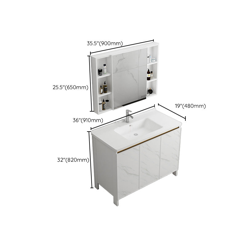 Modern Bath Vanity White Single Rectangular Freestanding Sink Vanity Clearhalo 'Bathroom Remodel & Bathroom Fixtures' 'Bathroom Vanities' 'bathroom_vanities' 'Home Improvement' 'home_improvement' 'home_improvement_bathroom_vanities' 7623853