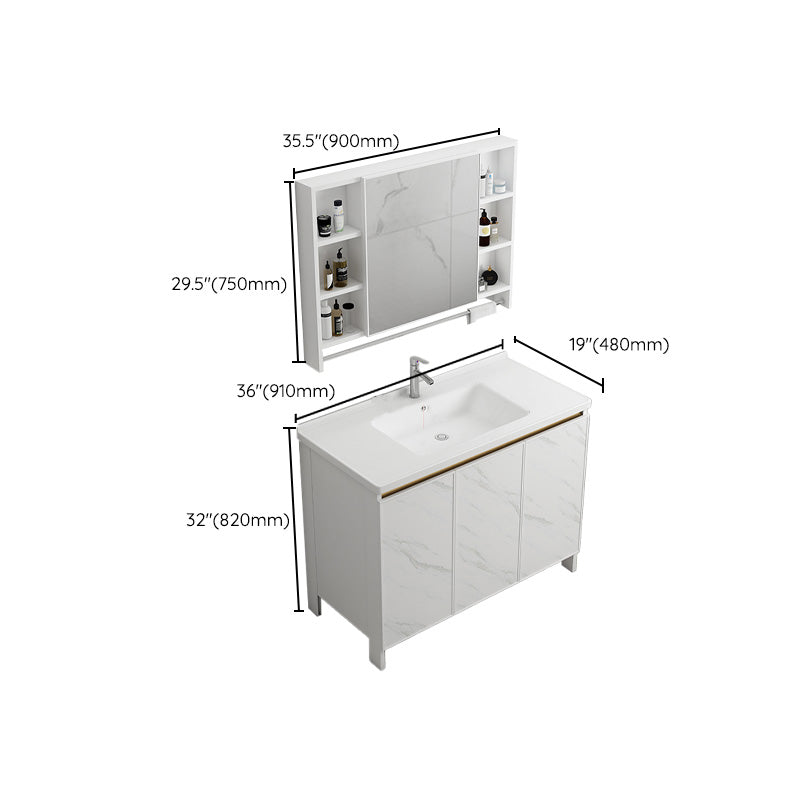 Modern Bath Vanity White Single Rectangular Freestanding Sink Vanity Clearhalo 'Bathroom Remodel & Bathroom Fixtures' 'Bathroom Vanities' 'bathroom_vanities' 'Home Improvement' 'home_improvement' 'home_improvement_bathroom_vanities' 7623858