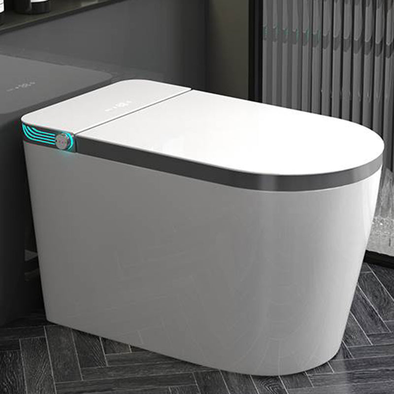 Deodorizing Smart Toilet Elongated Bidet Seat Foot Sensor Bidet Seat in White Grey Clearhalo 'Bathroom Remodel & Bathroom Fixtures' 'Bidets' 'Home Improvement' 'home_improvement' 'home_improvement_bidets' 'Toilets & Bidets' 7625966