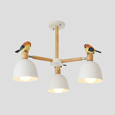 Nordic Modern Bowl Shade Pendant Chandelier Iron Chandelier with Bird Deco Lighting for Living Room Deco 3 White Clearhalo 'Ceiling Lights' 'Chandeliers' Lighting' options 76266_8f09df24-7bef-44be-a2bd-886f1ec8f563