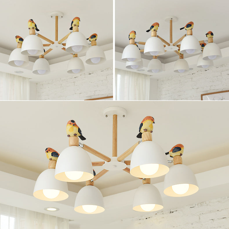 Nordic Modern Bowl Shade Pendant Chandelier Iron Chandelier with Bird Deco Lighting for Living Room Deco Clearhalo 'Ceiling Lights' 'Chandeliers' Lighting' options 76268