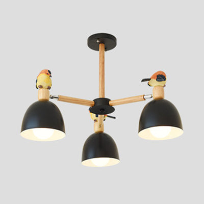 Nordic Modern Bowl Shade Pendant Chandelier Iron Chandelier with Bird Deco Lighting for Living Room Deco 3 Black Clearhalo 'Ceiling Lights' 'Chandeliers' Lighting' options 76271_ea61ed57-921d-4816-aa93-8682e699868b