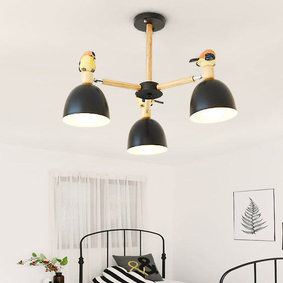 Nordic Modern Bowl Shade Pendant Chandelier Iron Chandelier with Bird Deco Lighting for Living Room Deco Clearhalo 'Ceiling Lights' 'Chandeliers' Lighting' options 76272