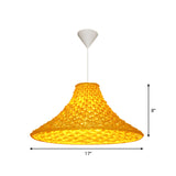 Rattan Wide Flared Drop Pendant Light Asian 1-Head Light Yellow Suspension Lamp for Living Room Clearhalo 'Ceiling Lights' 'Pendant Lights' 'Pendants' Lighting' 762727