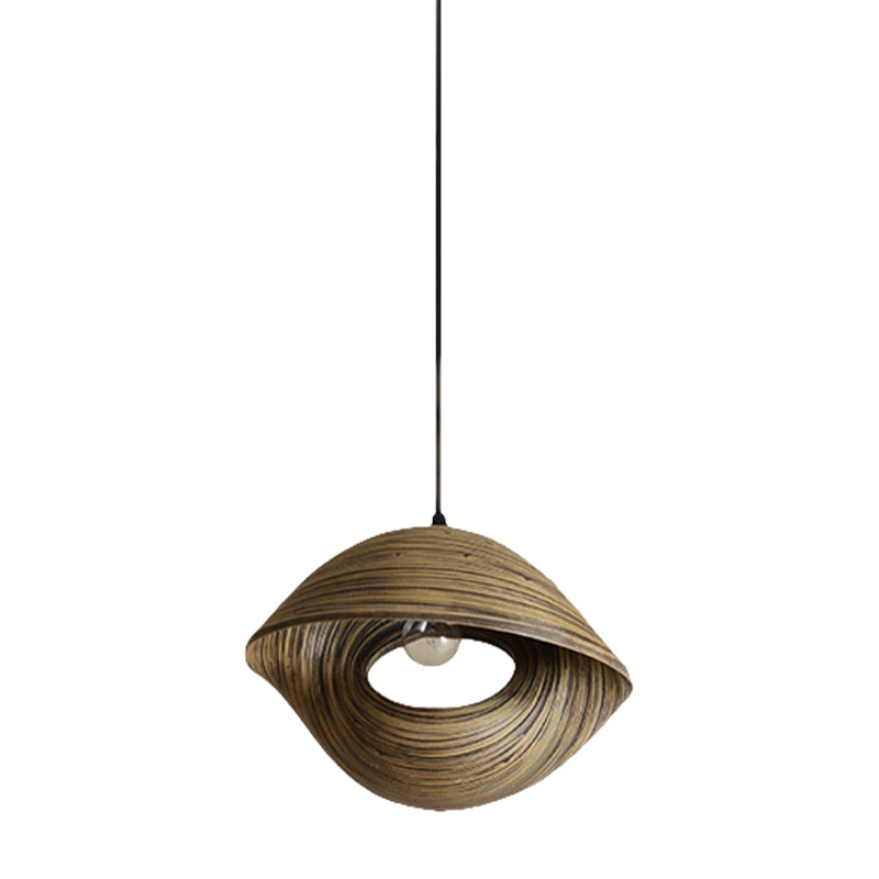 Hand Woven Pendant Light Kit Modern Bamboo Rattan 1 Bulb Brown Ceiling Hang Fixture Clearhalo 'Ceiling Lights' 'Pendant Lights' 'Pendants' Lighting' 762734