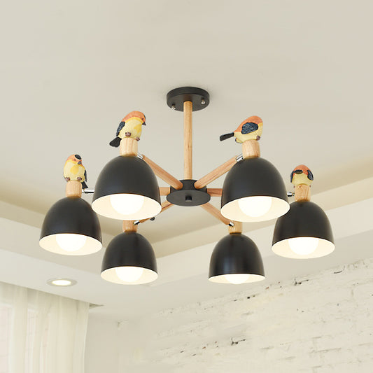 Nordic Modern Bowl Shade Pendant Chandelier Iron Chandelier with Bird Deco Lighting for Living Room Deco Clearhalo 'Ceiling Lights' 'Chandeliers' Lighting' options 76274