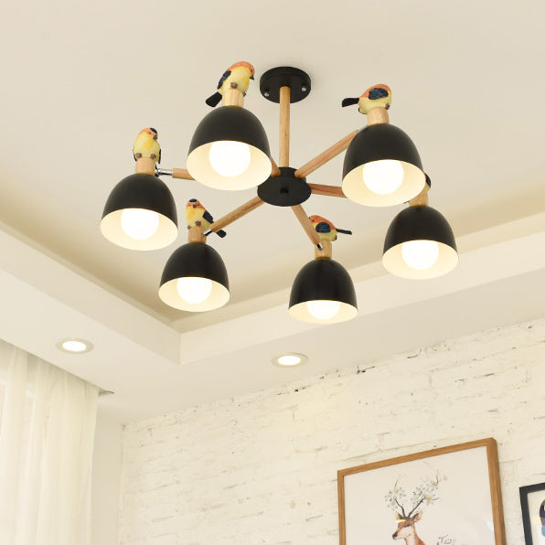Nordic Modern Bowl Shade Pendant Chandelier Iron Chandelier with Bird Deco Lighting for Living Room Deco Clearhalo 'Ceiling Lights' 'Chandeliers' Lighting' options 76275